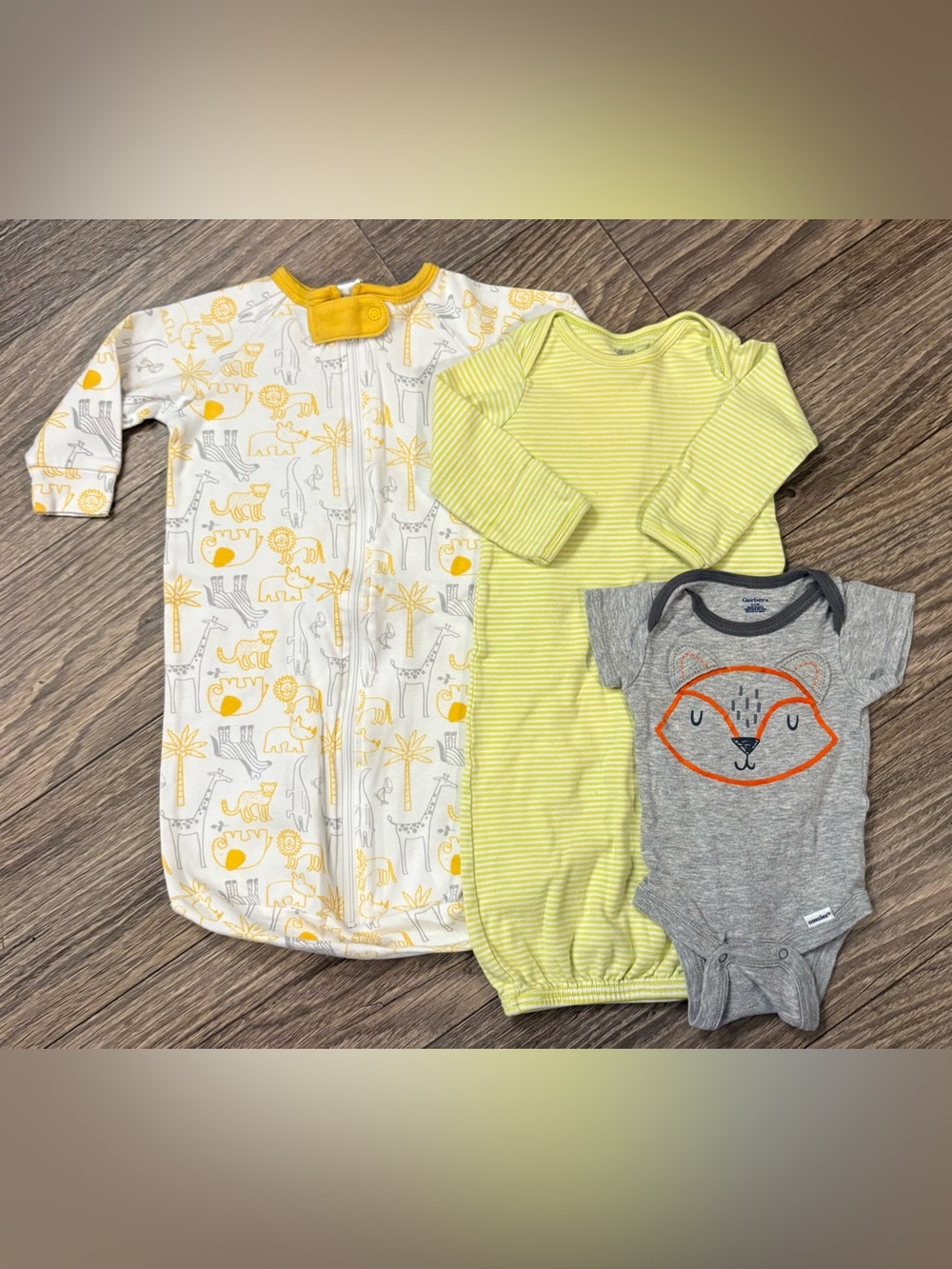 Newborn Baby 0-3 mon 1 Carters 1 Gerber & The 1 Peanutshell onesies all pictured